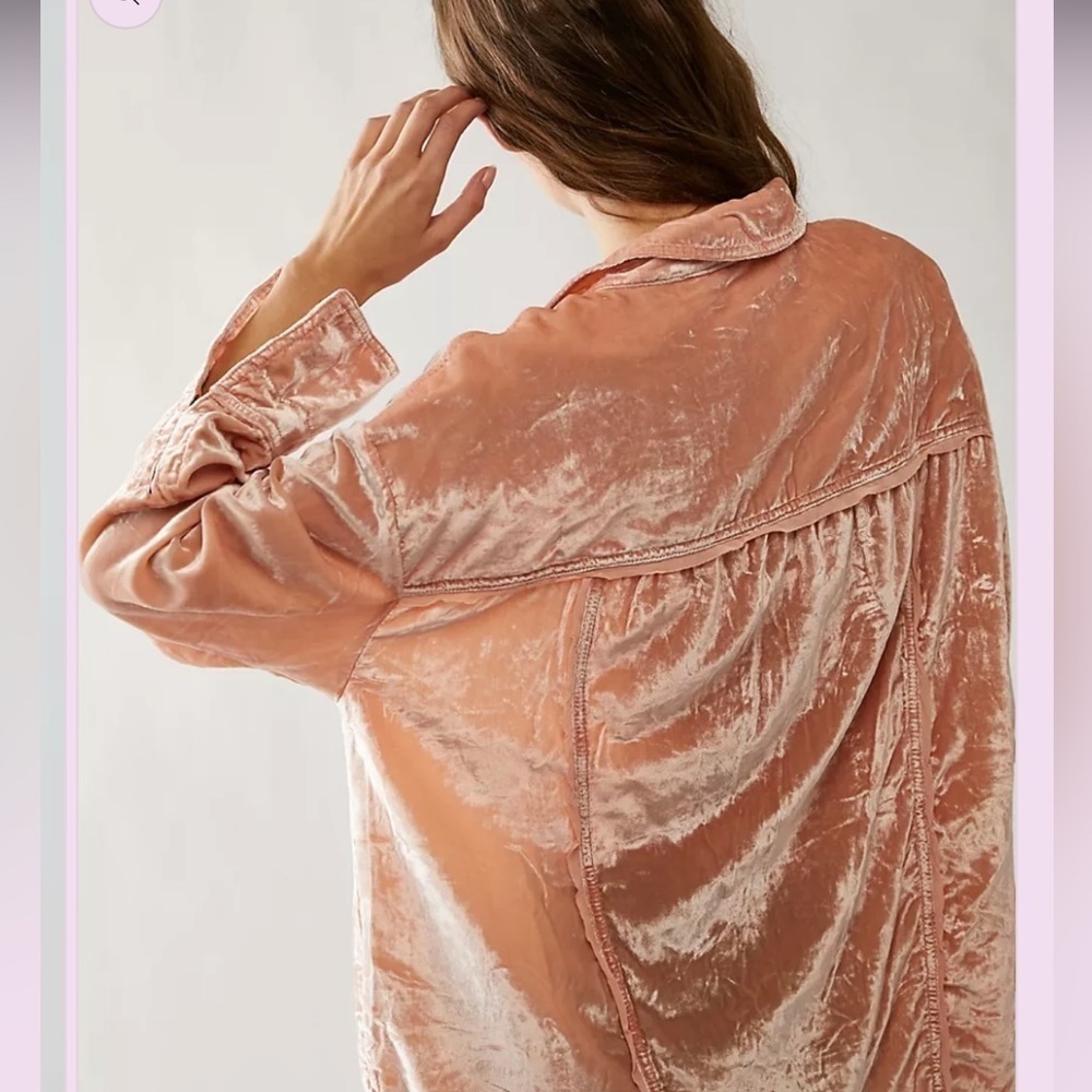NWOT Free People Marianne Velvet Shirt - Picture 4 of 15